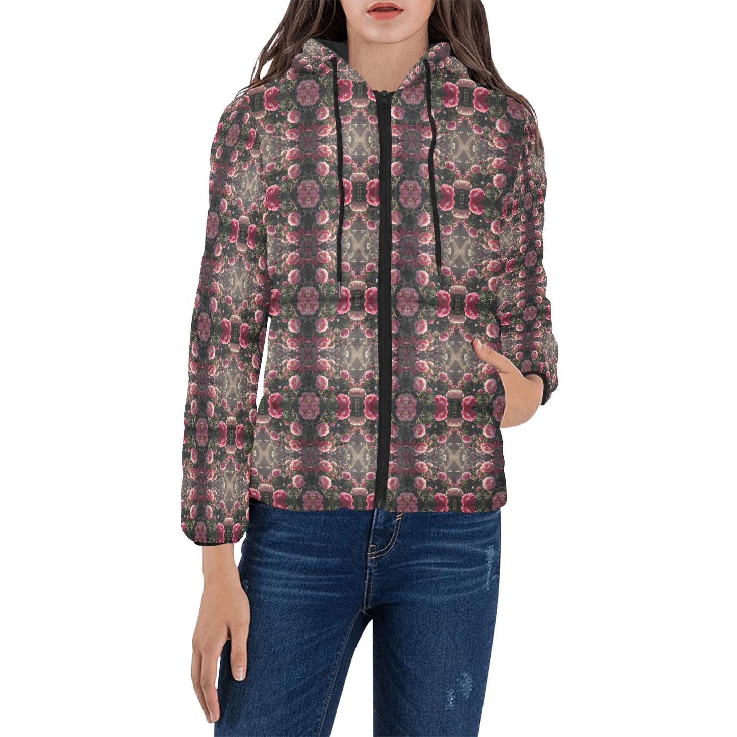 Bloom Gone Wild Kaleidoscope Hooded Puffer Jacket