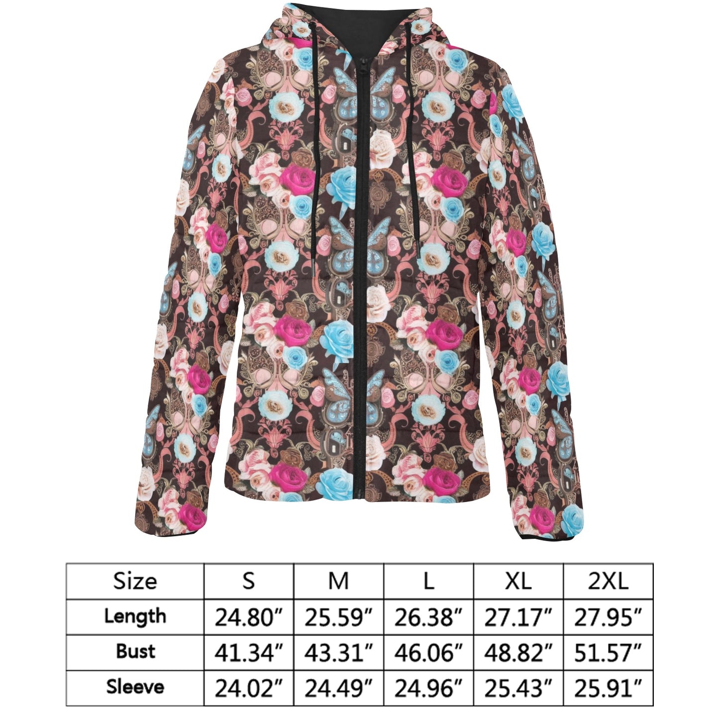 Vintage Butterfly Hooded Puffer Jacket