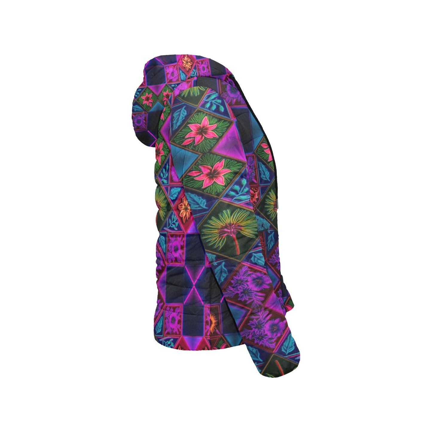 Vivid Xanthorrhoea Hooded Puffer Jacket