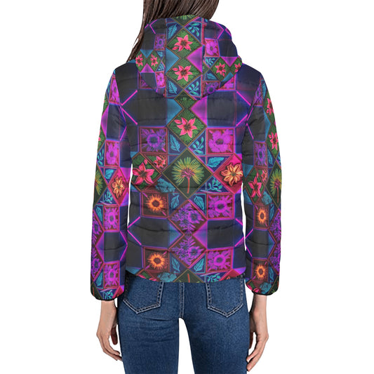 Vivid Xanthorrhoea Hooded Puffer Jacket