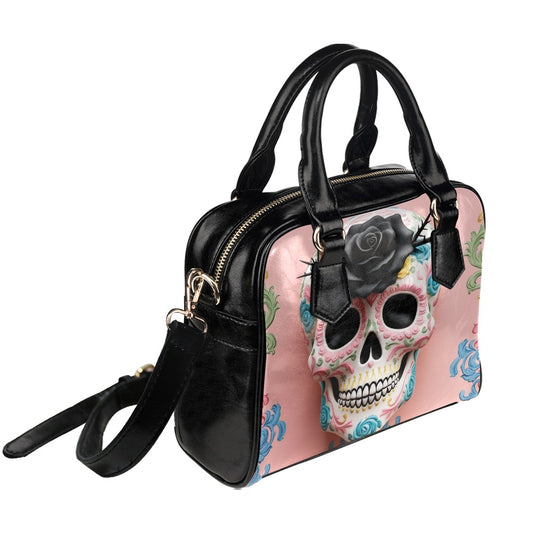 Black Rose Sugar Skull Shoulder Bag
