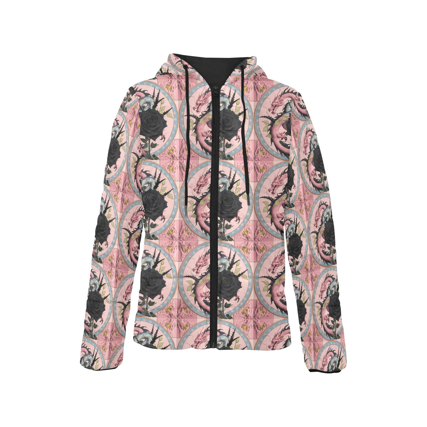 Pastel Dragon Hooded Puffer Jacket