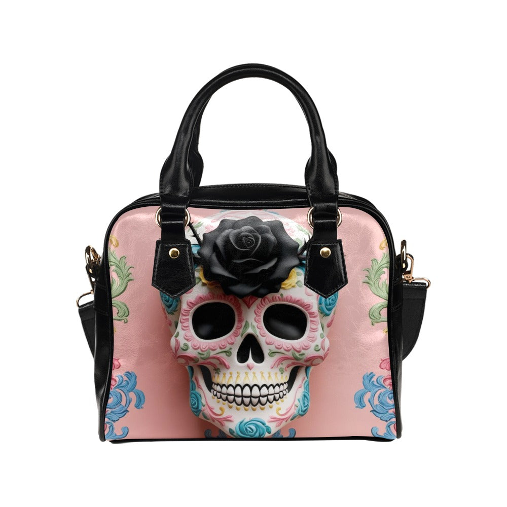 Black Rose Sugar Skull Shoulder Bag