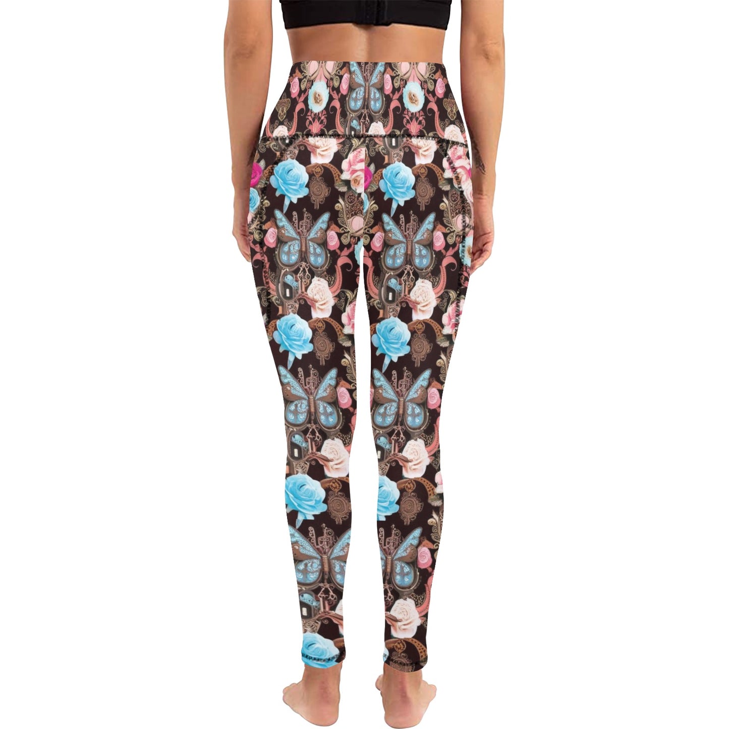 Vintage Butterfly Leggings with Pockets
