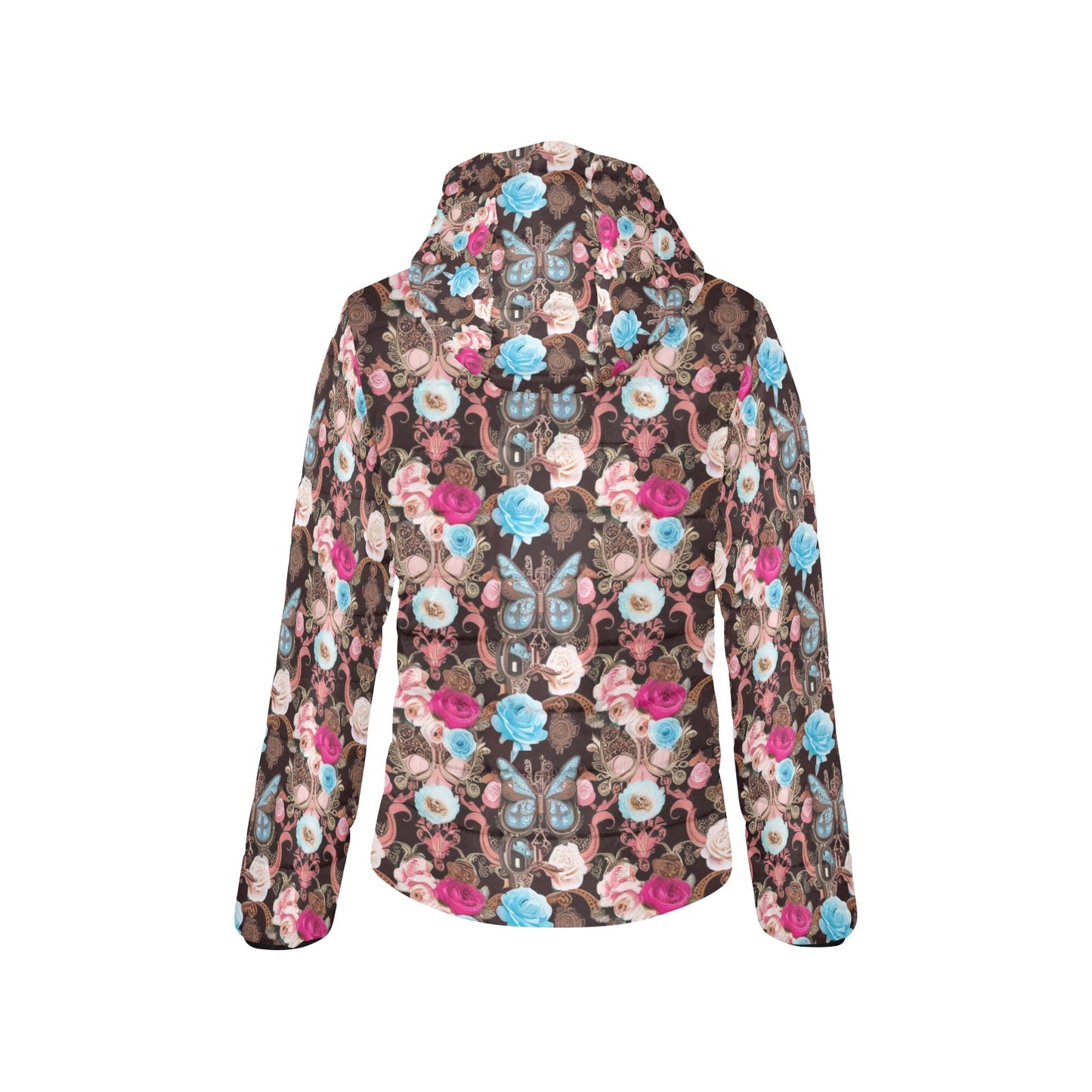 Vintage Butterfly Hooded Puffer Jacket