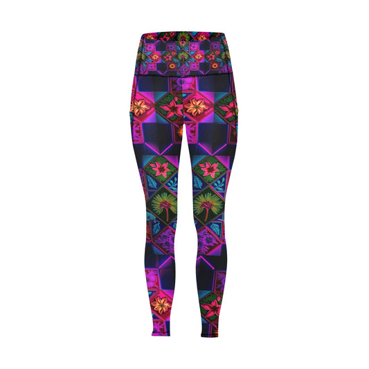 Vivid Xanthorrhoea Floral Leggings with Pockets
