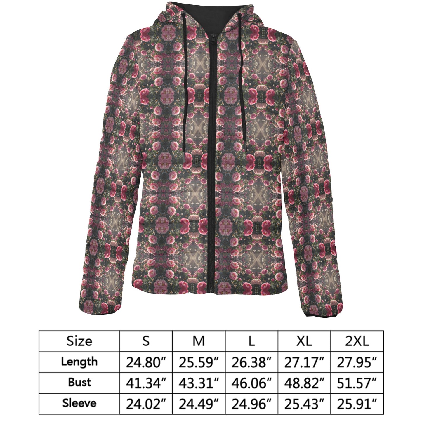 Bloom Gone Wild Kaleidoscope Hooded Puffer Jacket