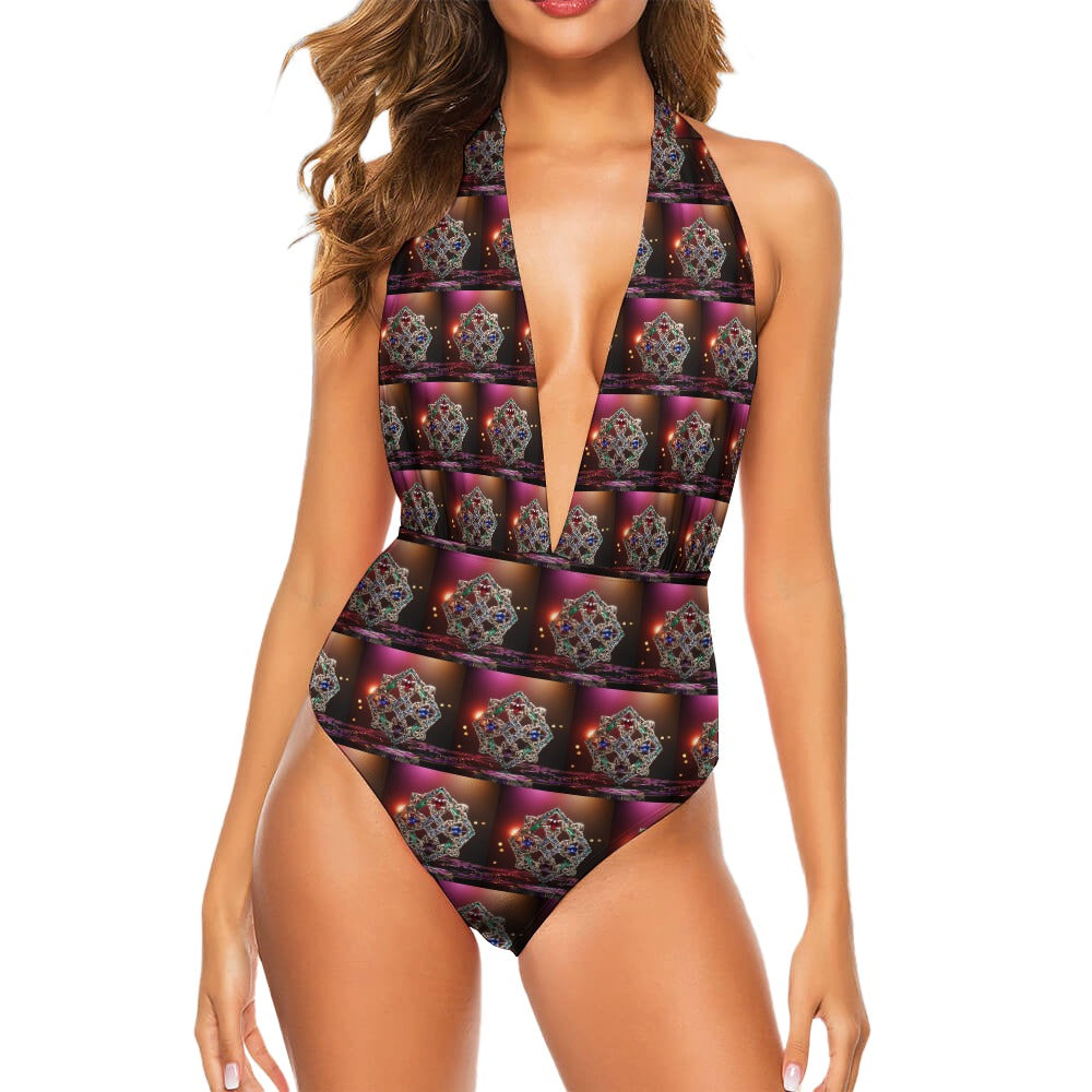 Artio Celtic Knot Tile Ladies Halter One Piece Togs