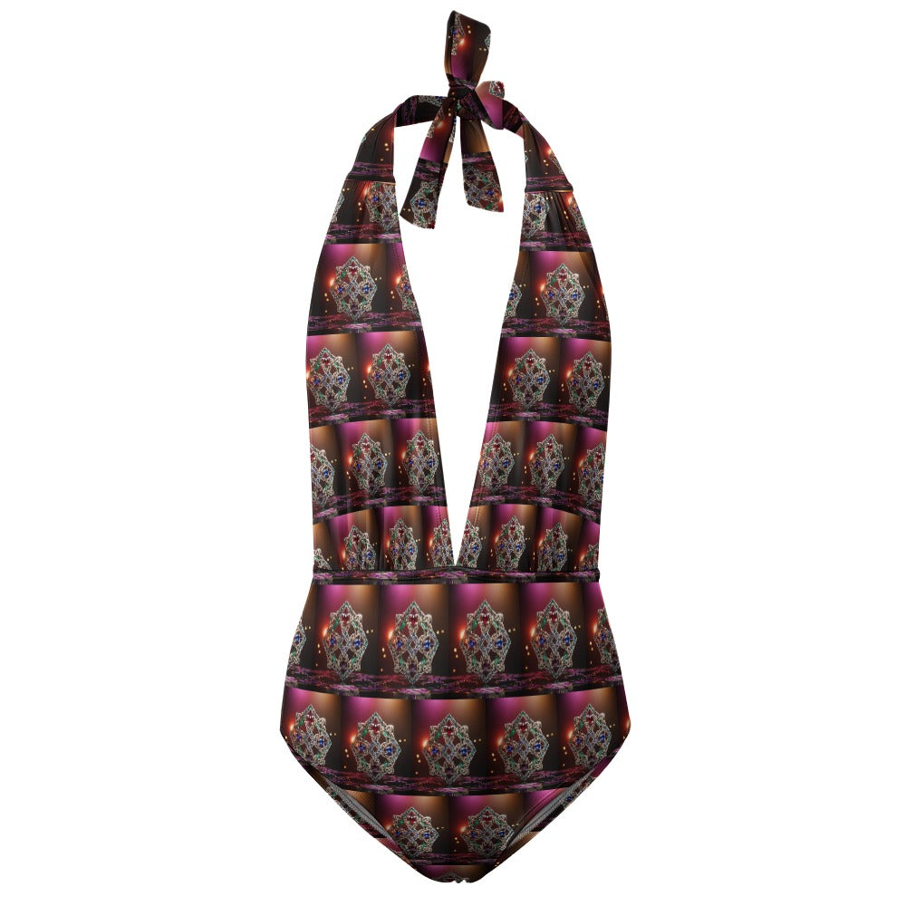 Artio Celtic Knot Tile Ladies Halter One Piece Togs