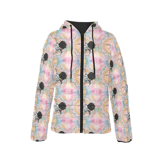 Black Rose Fairy Hooded Puffer Jacket