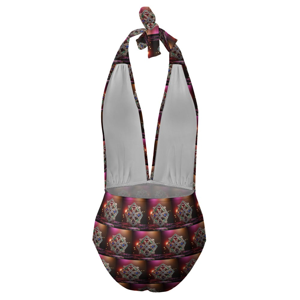 Artio Celtic Knot Tile Ladies Halter One Piece Togs