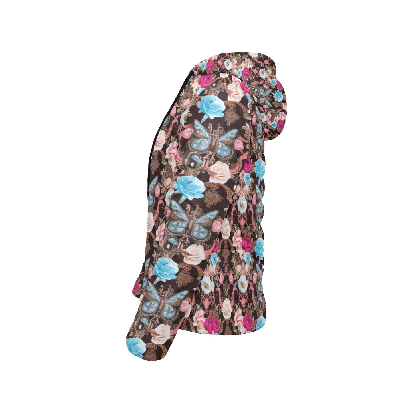 Vintage Butterfly Hooded Puffer Jacket