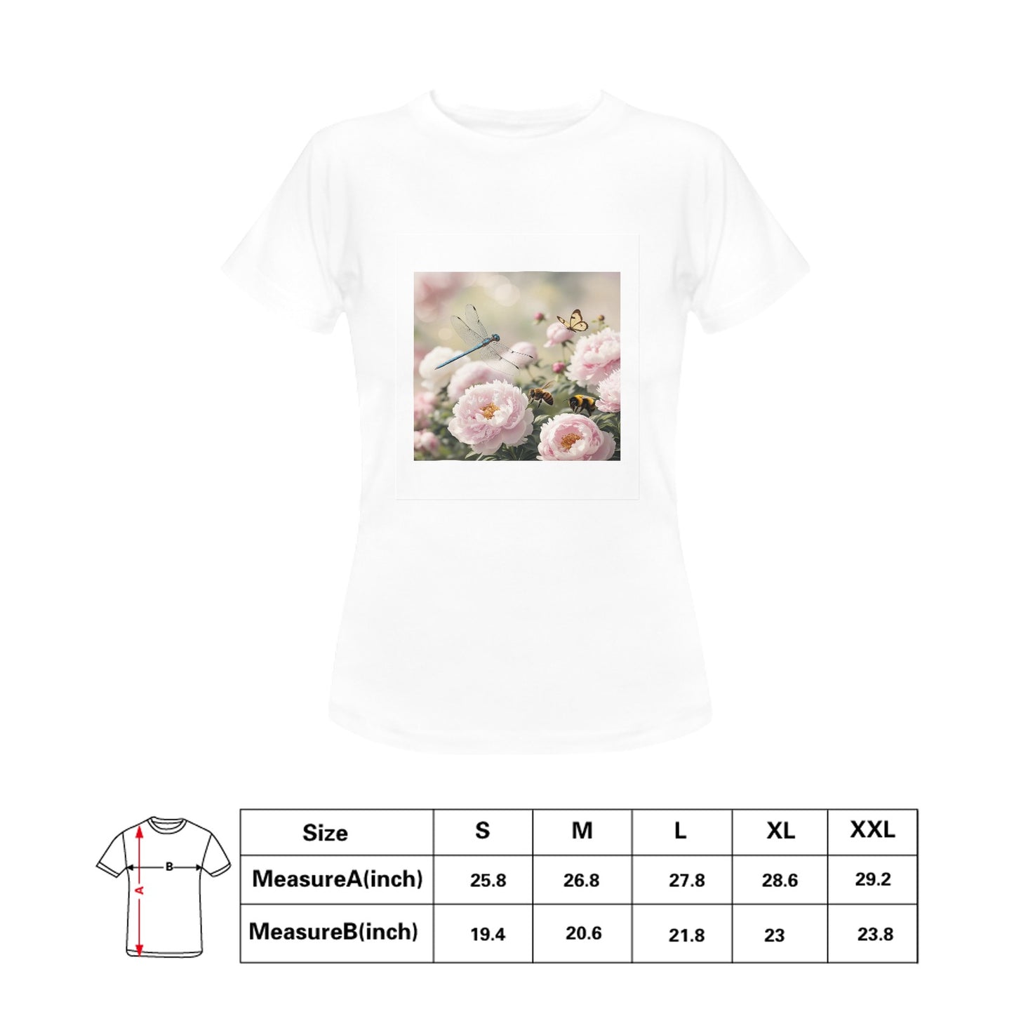 Peony Front and Back Print T-shirt