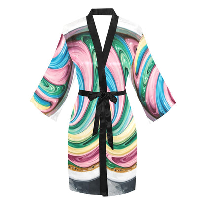 Colourful Coffee Short Kimono Robe