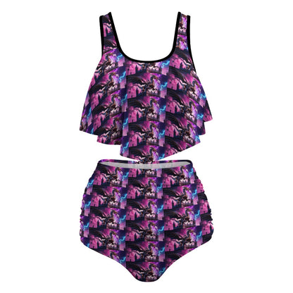 Neon Storm Dragon Curvy 2 Piece Togs