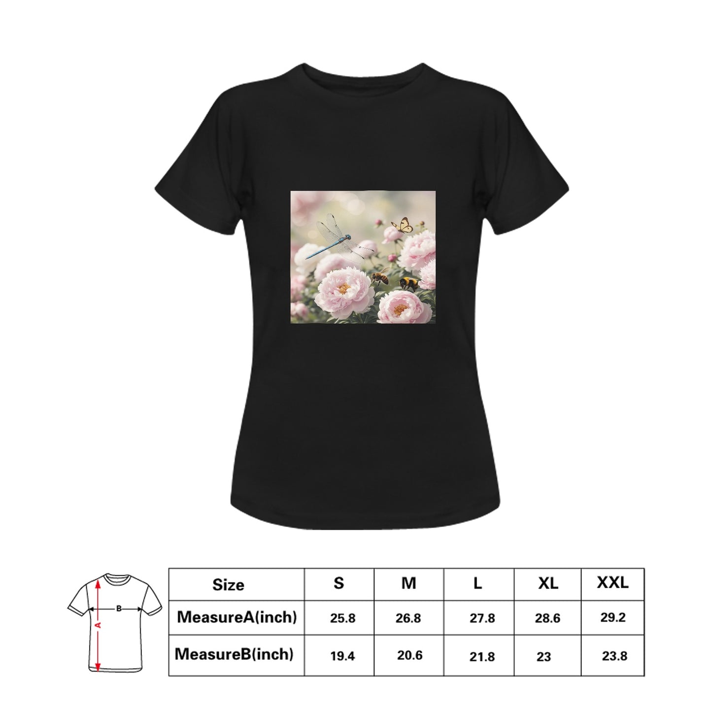 Peony Front and Back Print T-shirt