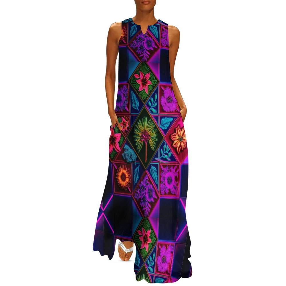 Vivid Xanthorrhoea Sleeveless Long Dress