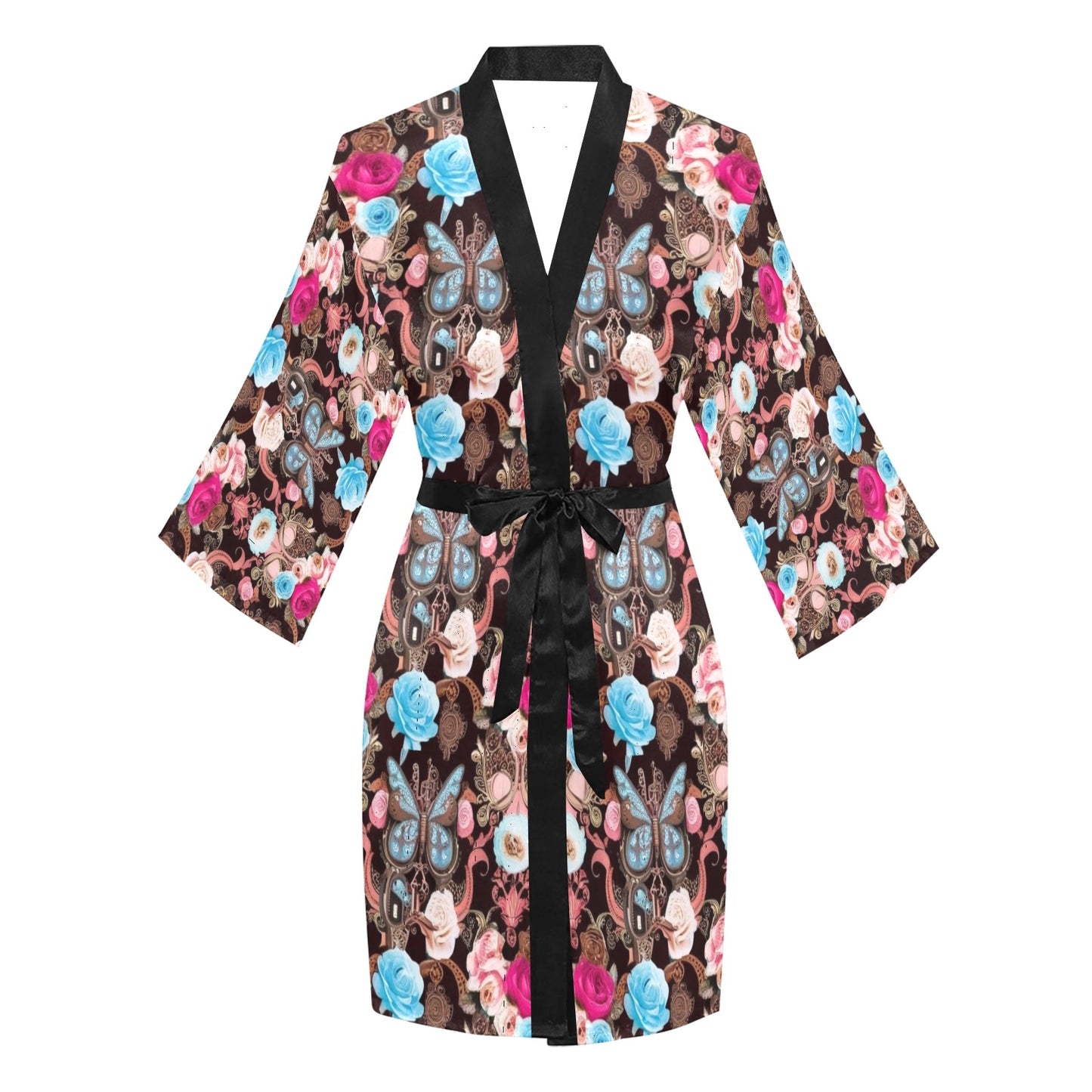 Vintage Butterfly Short Kimono Robe