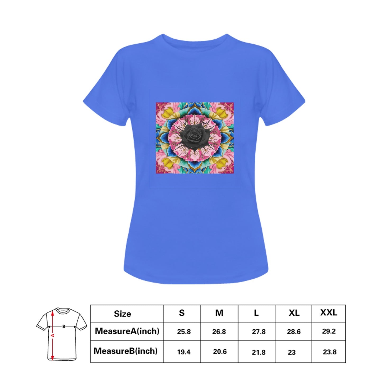 Black Rose Bright Print T-shirt