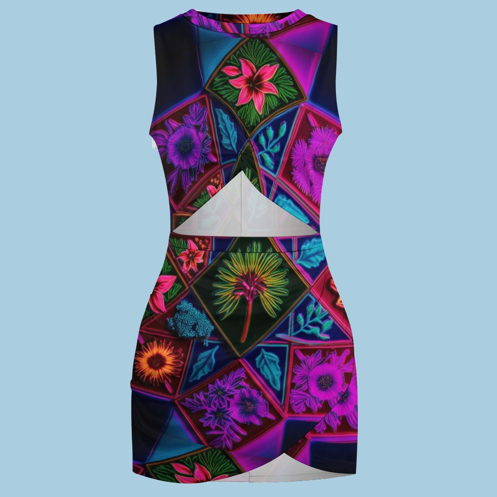 Vivid Xanthorrhoea Navel Cut Out Dress