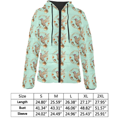 Mint Hummingbird Hooded Puffer Jacket