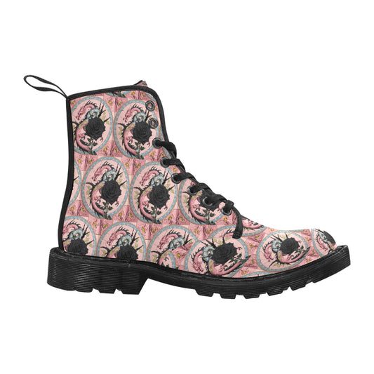 Pastel Dragon Women's Lace Up Canvas Boots