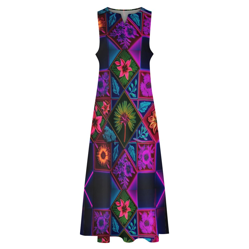 Vivid Xanthorrhoea Sleeveless Long Dress