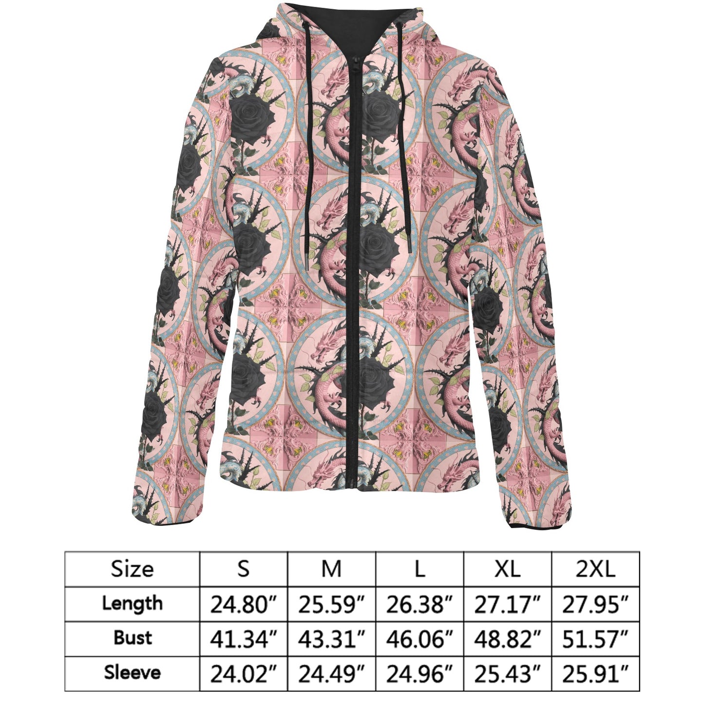 Pastel Dragon Hooded Puffer Jacket