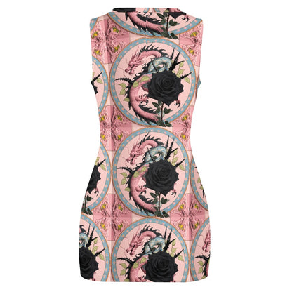 Pastel Dragon Navel Cut Out Dress