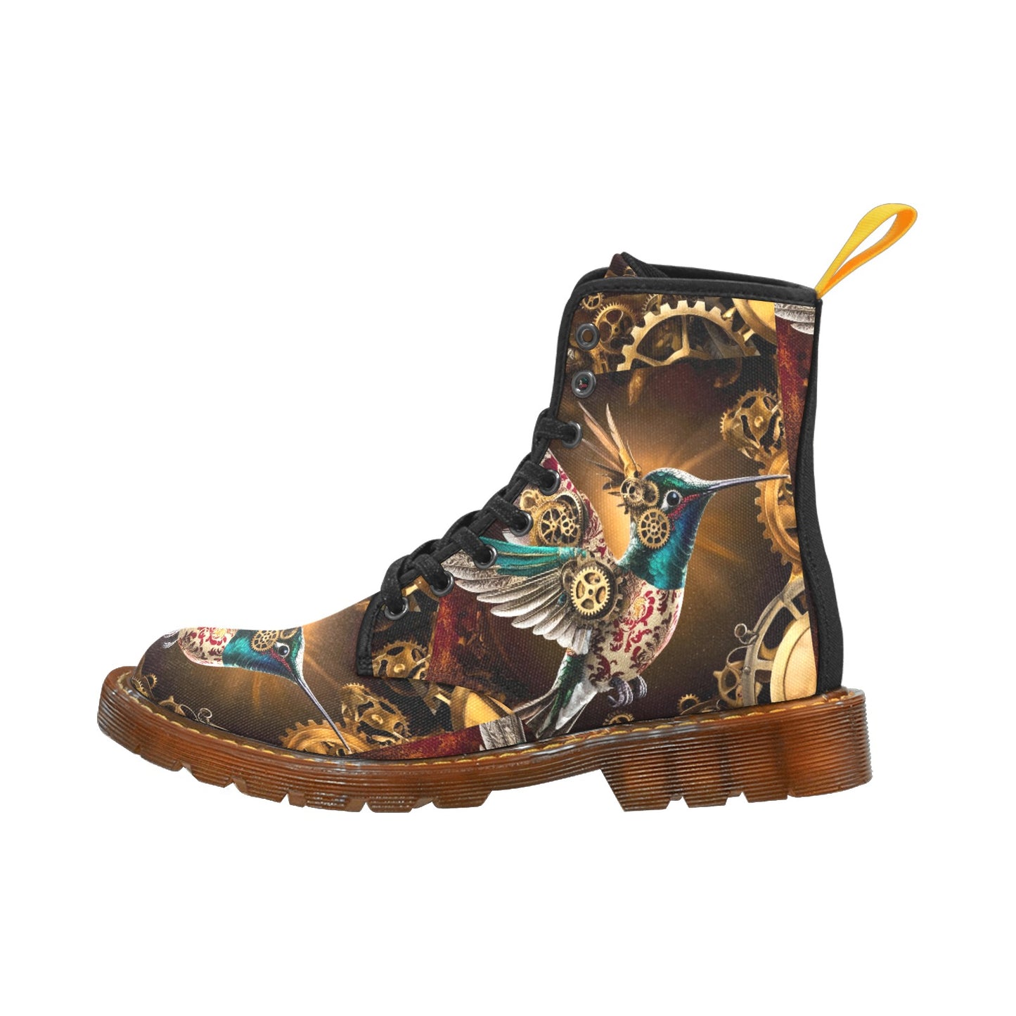 Clockwork Hummingbird Lace Up Canvas Boots