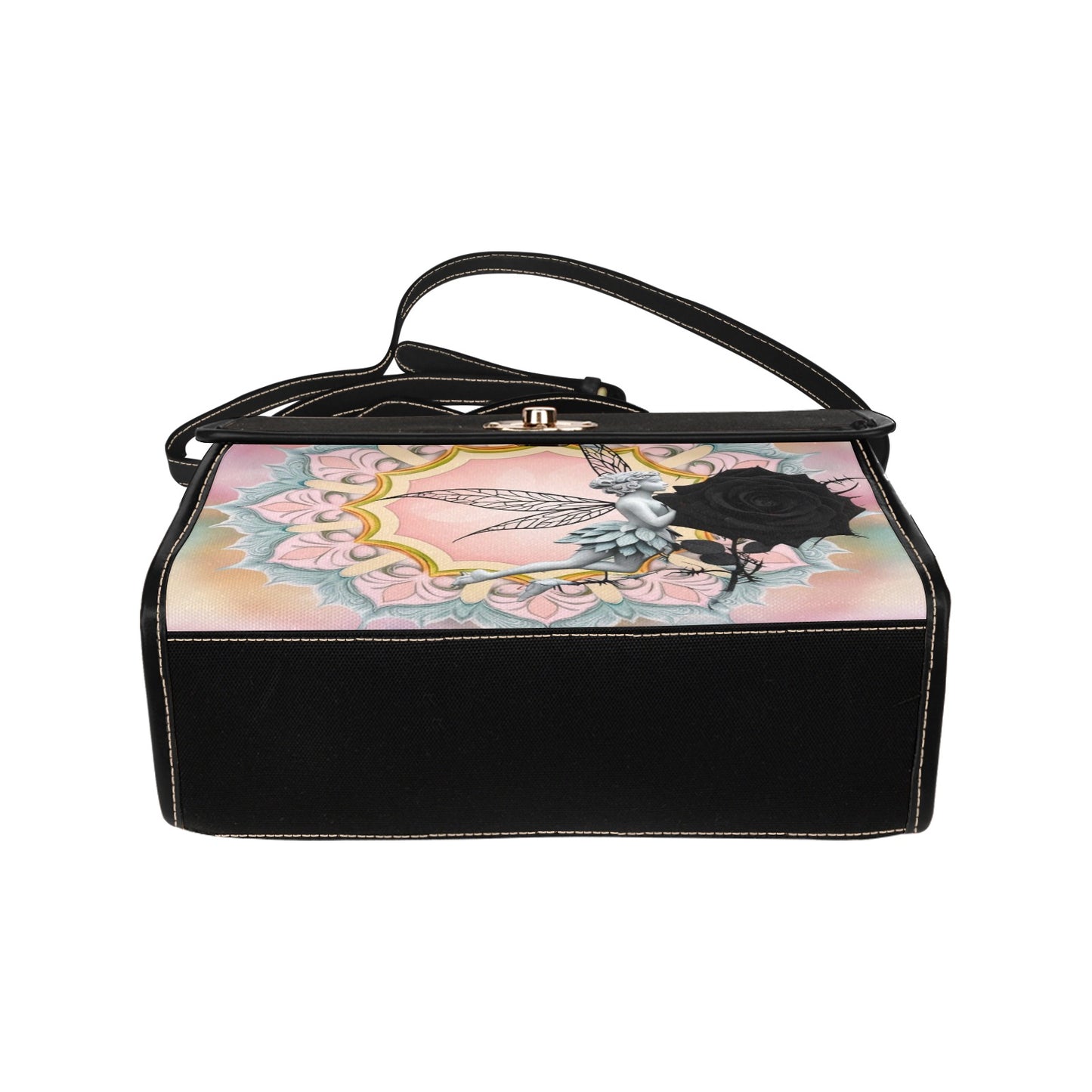 Black Rose Fairy Handbag with Lock Clasp