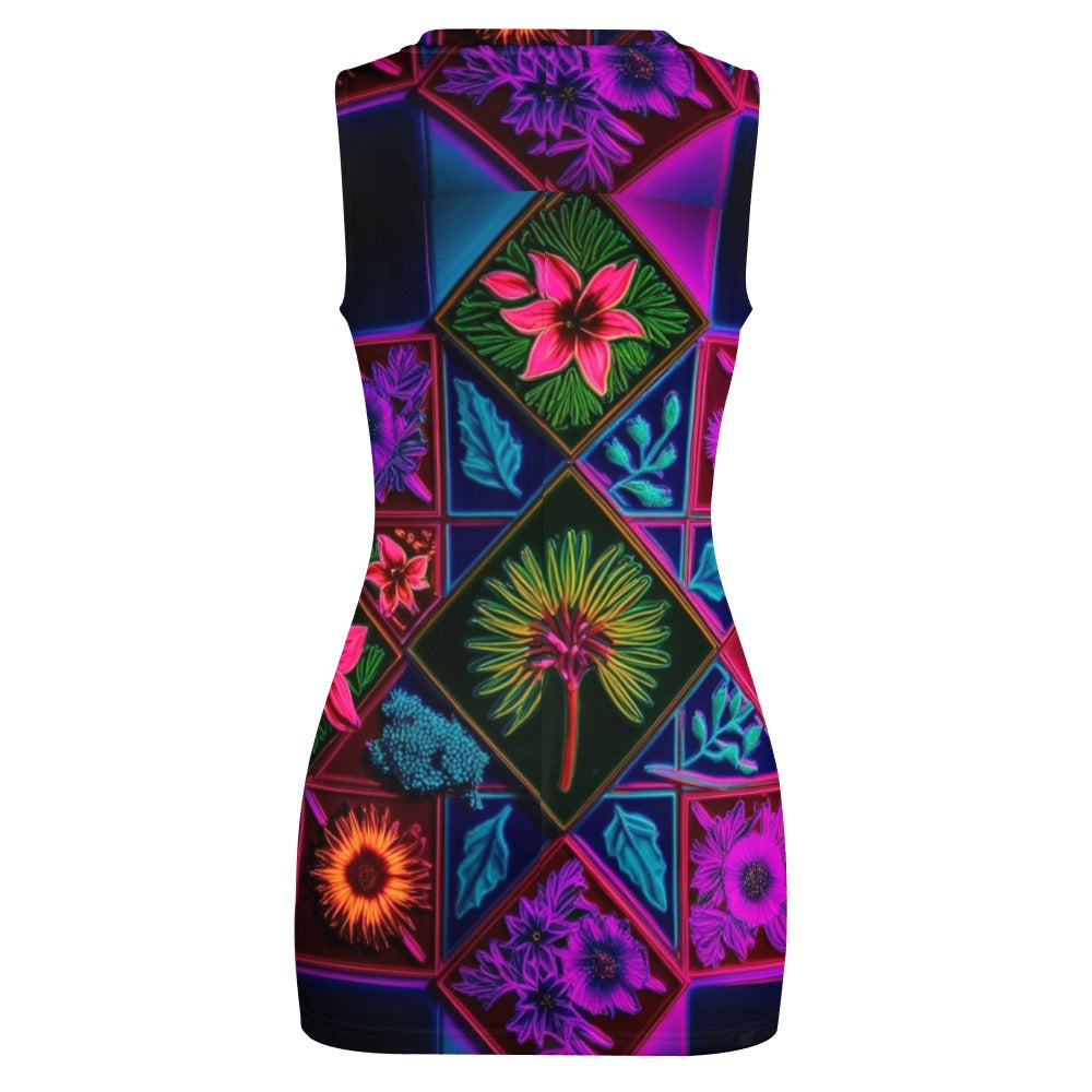 Vivid Xanthorrhoea Navel Cut Out Dress