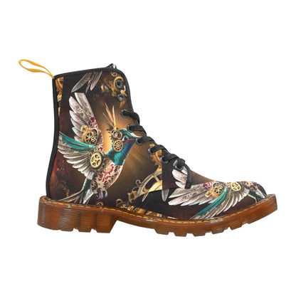 Clockwork Hummingbird Lace Up Canvas Boots