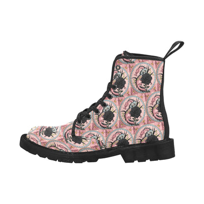 Pastel Dragon Women's Lace Up Canvas Boots