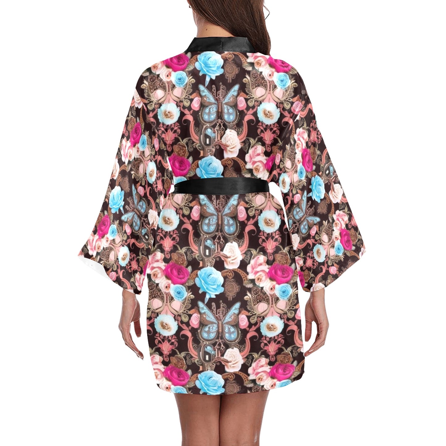 Vintage Butterfly Short Kimono Robe