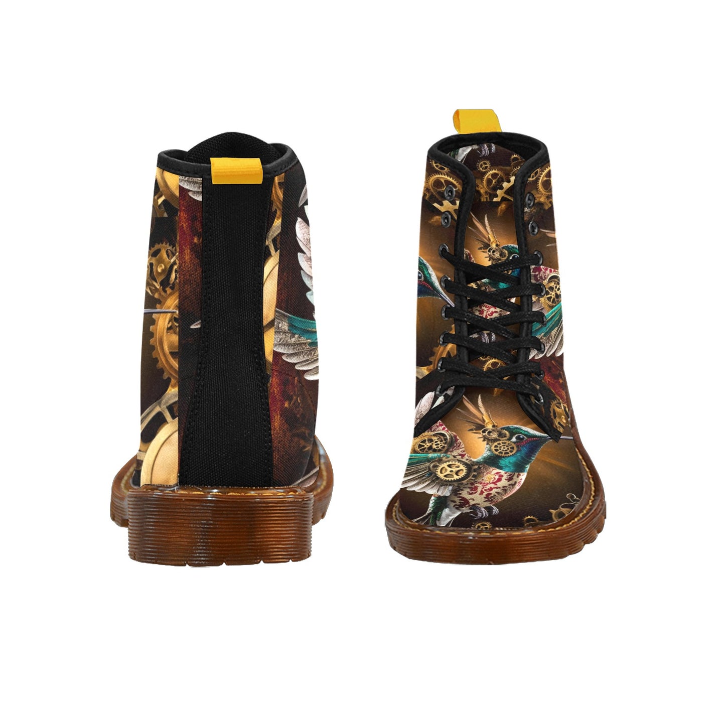 Clockwork Hummingbird Lace Up Canvas Boots