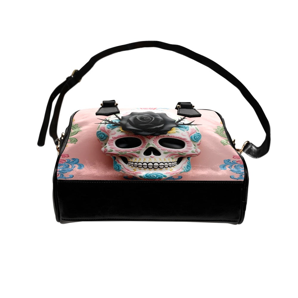 Black Rose Sugar Skull Shoulder Bag
