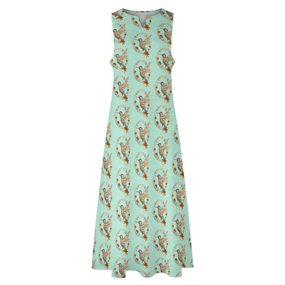 Mint Hummingbird Sleeveless Long Dress