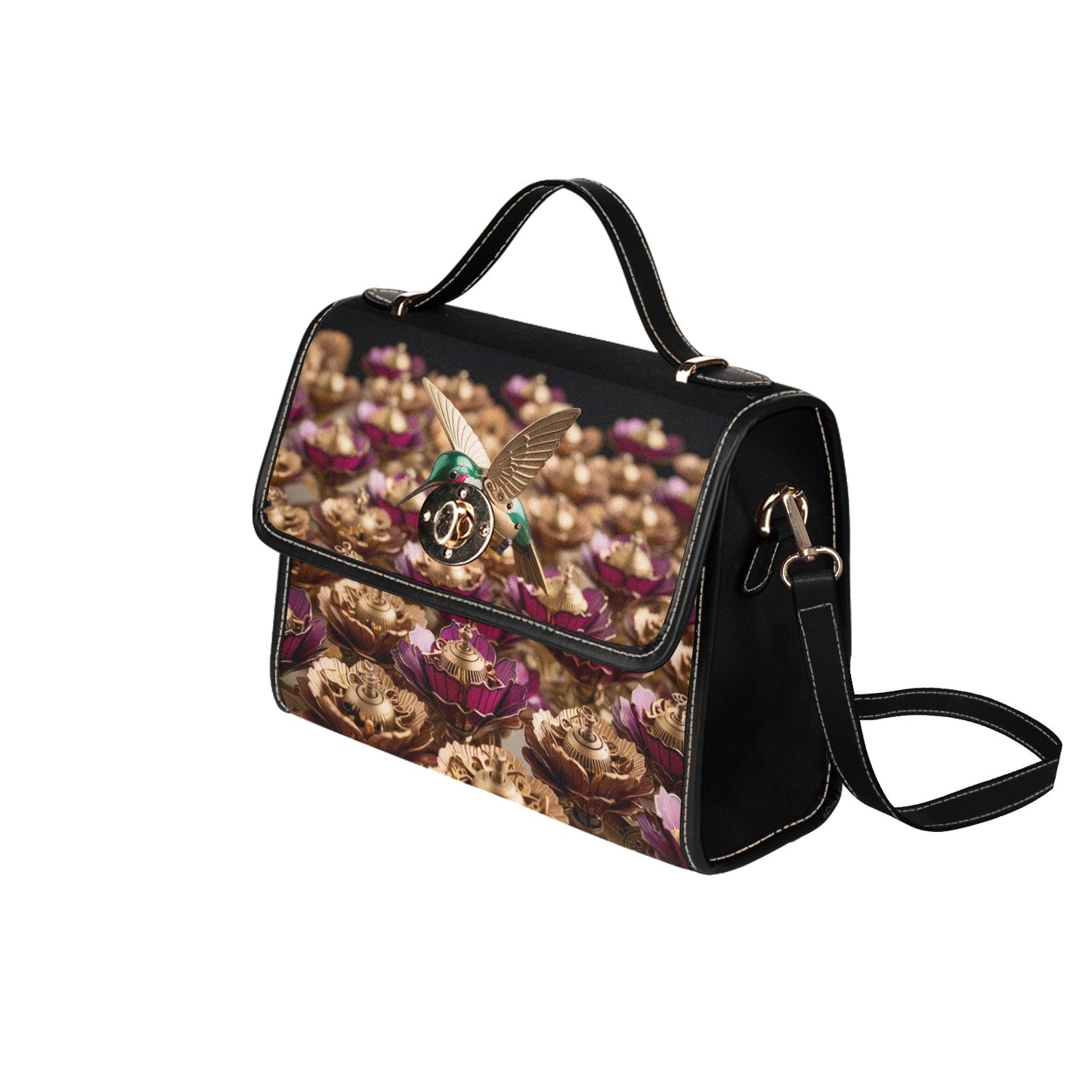 Clockwork Flowers Handbag with Lock Clasp