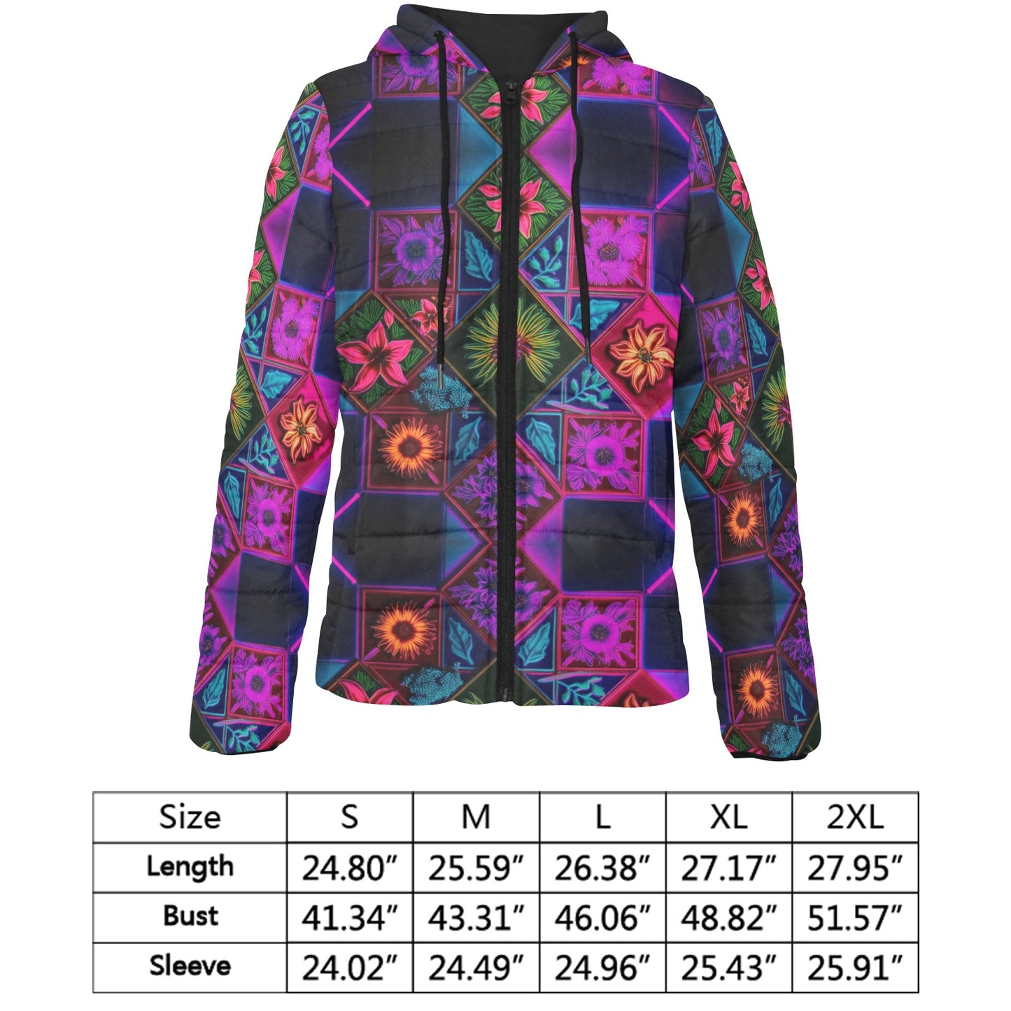 Vivid Xanthorrhoea Hooded Puffer Jacket