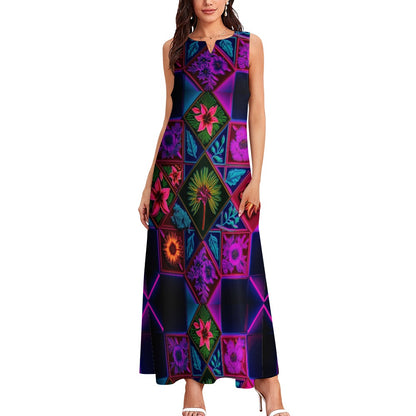 Vivid Xanthorrhoea Sleeveless Long Dress