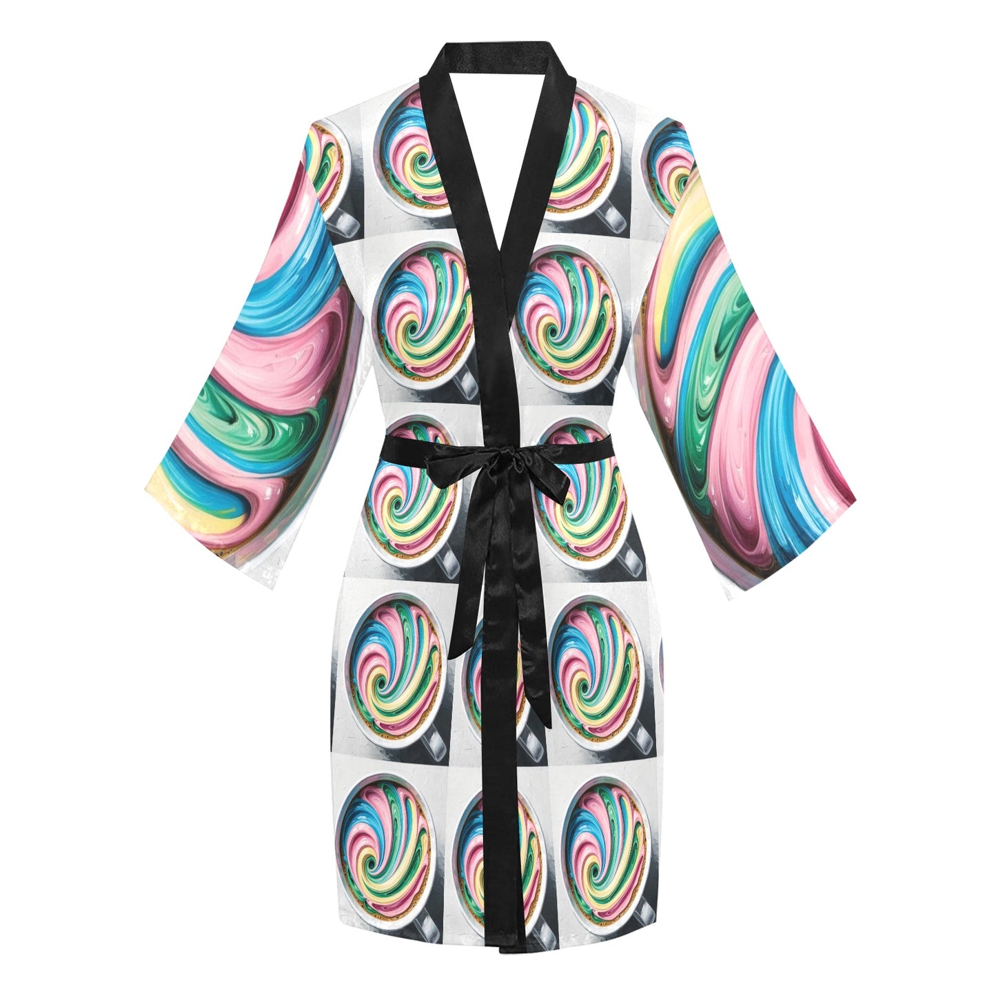 Colourful Coffee Short Kimono Robe