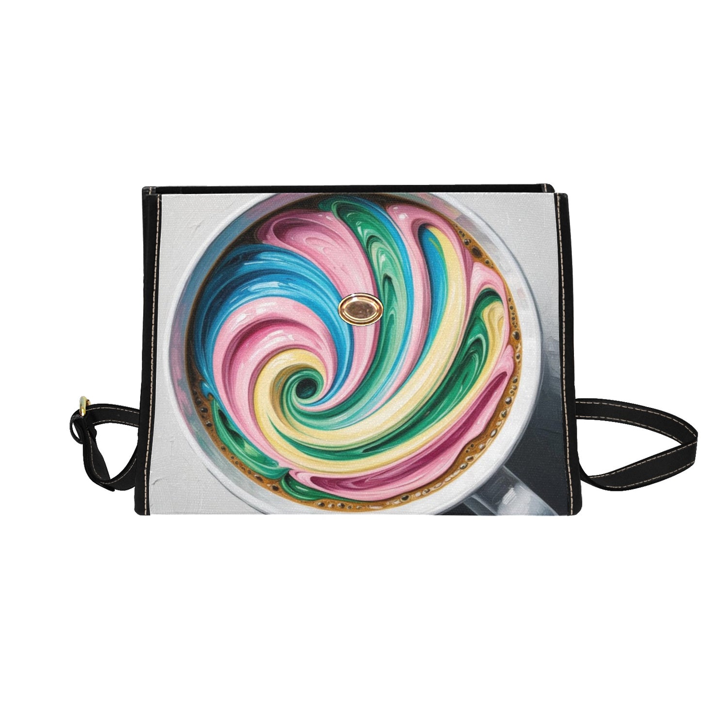 Colourful Coffee Handbag with Lock Clasp