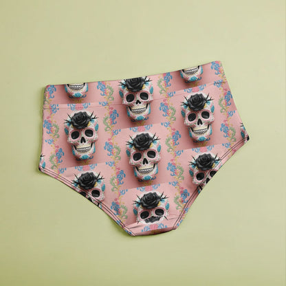 Black Rose Sugar Skull High Waisted Brief Undies