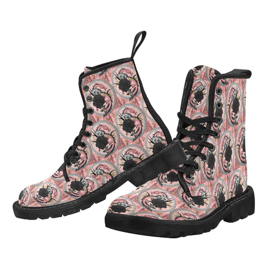 Pastel Dragon Women's Lace Up Canvas Boots