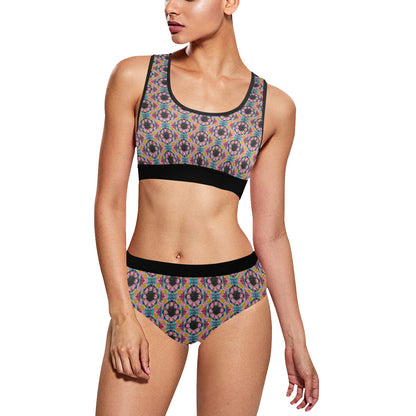 Black Rose Bright Sports Bra and Undies Set