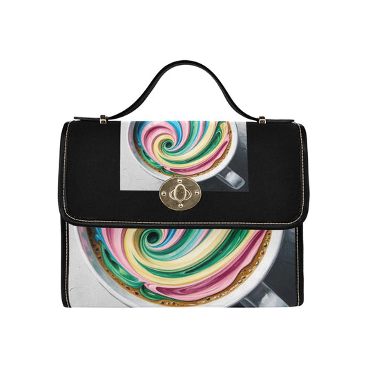 Colourful Coffee Handbag with Lock Clasp