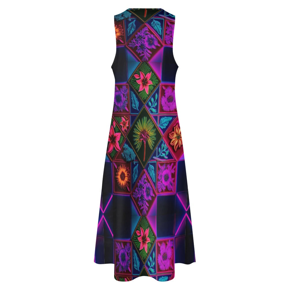 Vivid Xanthorrhoea Sleeveless Long Dress