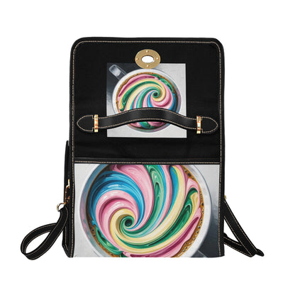 Colourful Coffee Handbag with Lock Clasp