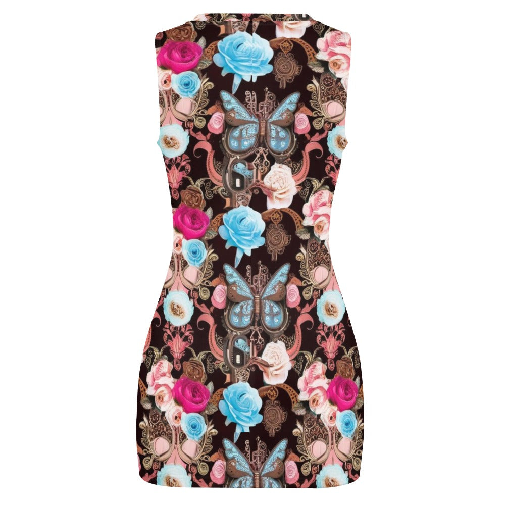 Vintage Butterfly Navel Cut Out Dress